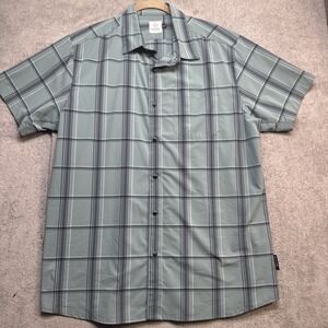 Flylow mens green plaid snap button short sleeve outdoor hiking shirt size XL
